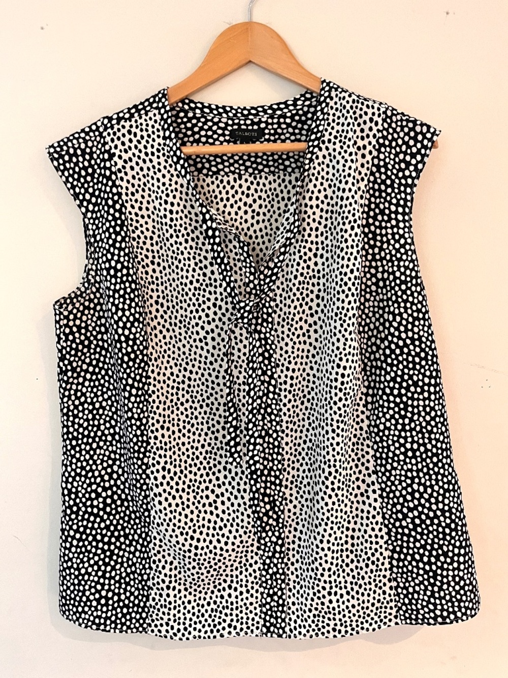 Talbot's Sleeveless Black and White Polka Dot Blouse